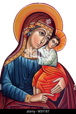 Marie nazareth illustration orthodoxe Sainte Théotokos bébé Jésus église Banque D'Images