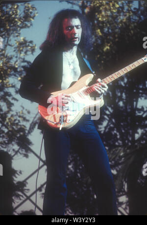 Groupe de rock britannique DEEP PURPLE avec Ritchie Blackmore au California Jam le 6 avril 1974 à l'Ontario Motor Speedway en Ontario, en Californie. Photo : Jeffrey Mayer Banque D'Images