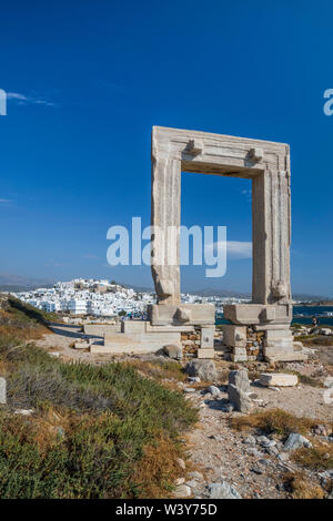 Temple d'Apollon, la ville de Naxos, Naxos, Cyclades, Grèce Banque D'Images