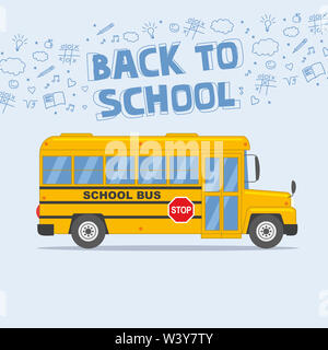 Illustration Retour à l'école : school bus jaune Banque D'Images