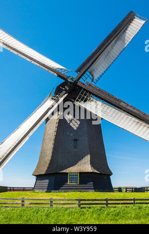 Pays Bas, Hollande du Nord, Schermerhorn. Moulin à vent, moulin de polder Schermerhorn groupe. Banque D'Images