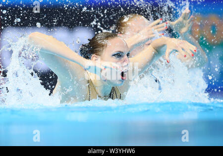 (190718) -- GWANGJU, 18 juillet 2019 (Xinhua) -- la Russie au cours de l'équipe concurrence de la femme de duo à Finale Championnats du Monde FINA à Gwangju, Corée du Sud le 18 juillet 2019. (Xinhua/Bai Xuefei) Banque D'Images