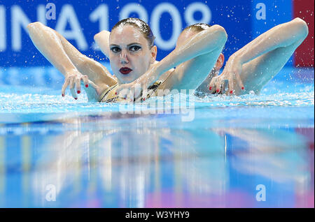 (190718) -- GWANGJU, 18 juillet 2019 (Xinhua) -- la Russie au cours de l'équipe concurrence de la femme de duo à Finale Championnats du Monde FINA à Gwangju, Corée du Sud le 18 juillet 2019. (Xinhua/Bai Xuefei) Banque D'Images