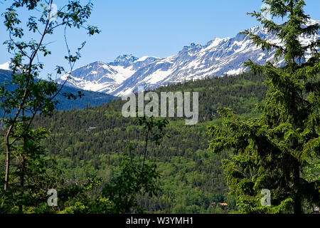 Gamme de montagne et forêt pittoresque paysage de Skagway, Alaska Banque D'Images