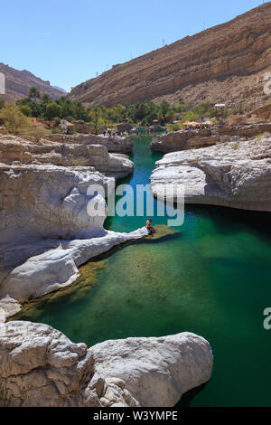 Oase Wadi Bani Khalid en Oman Banque D'Images