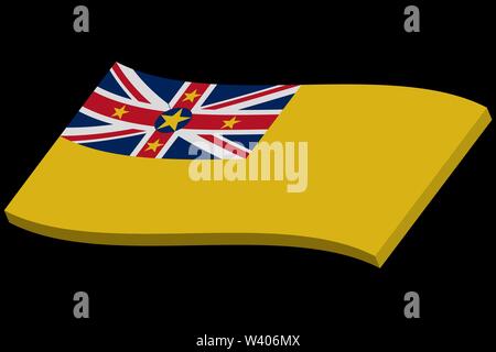 Waving Flag 3D de Niue. Illustration vecteur EPS10 Illustration de Vecteur