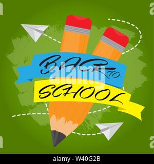 Crayons et papier isolé des avions. Retour à l'école poster - Vector Illustration de Vecteur