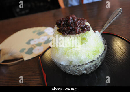 Close up d'un dessert japonais, thé vert shaved ice Banque D'Images