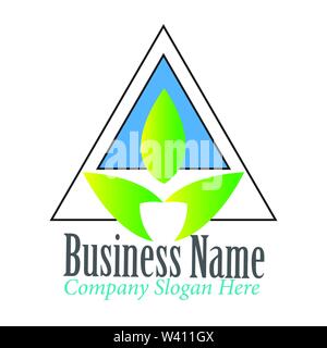 Triangle simple et moderne avec la feuille logo design inspiration - Vector Illustration de Vecteur