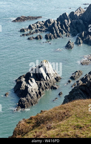 Des pierres à Bennetts bouche, Bull Point, North Devon, UK Banque D'Images