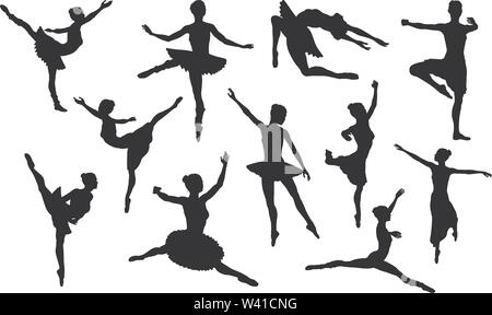 Danseuse de Ballet Ensemble Silhouette Illustration de Vecteur