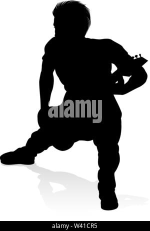 Musicien guitariste Silhouette Illustration de Vecteur