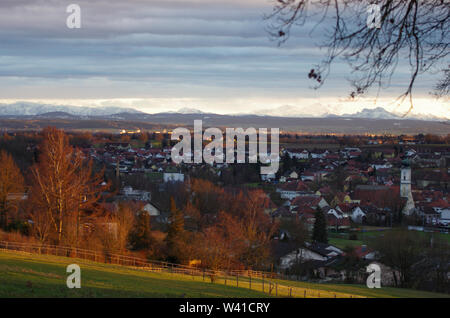 Bavière Rotthalmünster panorama alpes paysage automne ciel du matin Banque D'Images