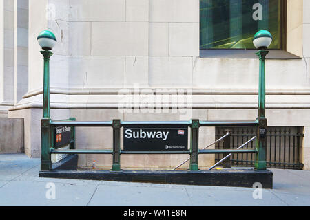 Broad street station de métro à Wall Street Banque D'Images