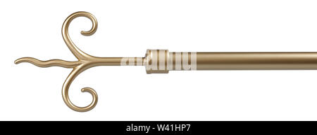 Look Vintage metal tige de rideau se terminant isolated on white with clipping path. Banque D'Images