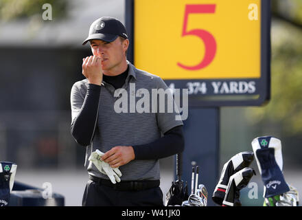 USA's Jordan Spieth au 5ème jour pendant deux de l'Open Championship 2019 au Club de golf Royal Portrush. Banque D'Images