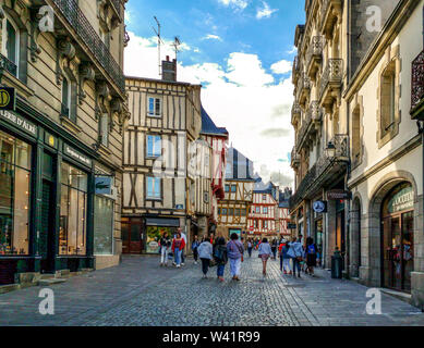 Vannes. Rue de la ville, Morbihan, Bretagne, France Banque D'Images