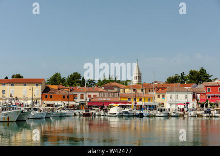 Vue sur les bateaux de pêche dans le port, Novigrad, Istrie, Croatie Banque D'Images