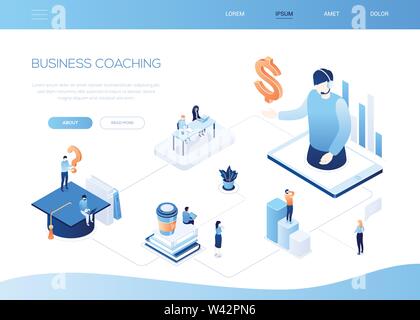 Business coaching - Bannière web isométrique coloré moderne Illustration de Vecteur