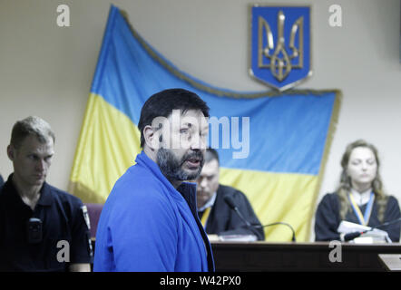 Kiev, Ukraine. 19 juillet, 2019. KIRILL VYCHINSKI, chef de l'agence de presse RIA Novosti L'Ukraine, assiste à une audience dans un tribunal de district de Kiev, Ukraine, le 19 juillet 2019. Kirill Vychinski a été arrêté le 2018 et accusations de trahison et d'appuyer l'auto-proclamé Donetsk et Luhansk les Soviétiques à l'Est de l'Ukraine. Crédit : Serg Glovny/ZUMA/Alamy Fil Live News Banque D'Images