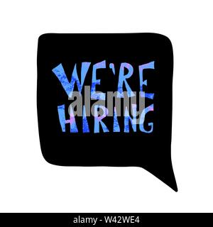 Nous embauchons flyer. Discours de bulle avec citation sur actuellement vacant. Emploi vecteur illustration conceptuelle. Illustration de Vecteur
