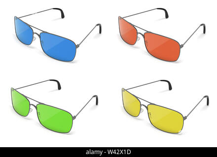 Lunettes de soleil. La mode à la mode de lunettes. Le rendu 3d illustration sur fond blanc Banque D'Images