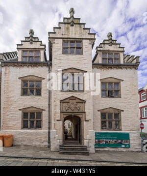 Plas Mawr maison de ville à Conwy. Banque D'Images