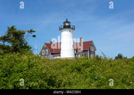 Nobska Lighthouse historique (1828) en Falmouth (Woods Hole, Massachusetts), à Cape Cod, USA Banque D'Images