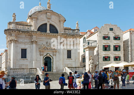 Église Saint-blaise ; 1715 ; Baroque ; saint patron de la ville ; catholiques ; bâtiment religieux ; culte ; les gens, Vieille Ville, Dubrovnik, Croatie, Europe, l'été, ho Banque D'Images