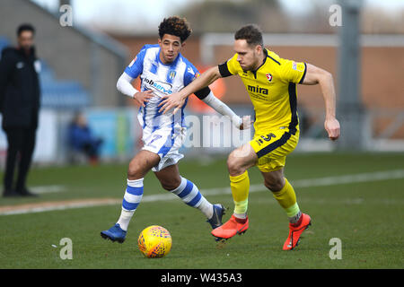 Courtney de Colchester United Senior cherche à obtenir après Chris Hussey de Cheltenham Town - Colchester United v Cheltenham Town, Sky Bet Championship, JobServe stade communautaire, Colchester - 9 février 2019 Editorial N'utilisez que des restrictions s'appliquent - DataCo Banque D'Images