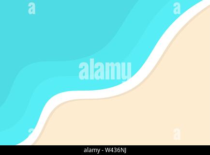 La plage et mer vague Vue de dessus. Vector illustration. Illustration de Vecteur