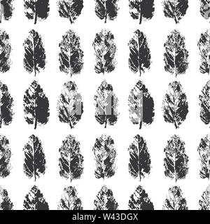 Empreintes de feuilles fond. Timbres menthe modèle homogène. Texture réaliste. Vector Floral design. Objets isolés sur un fond blanc. Et noir Illustration de Vecteur