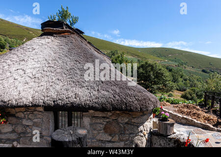 Palloza, habitation traditionnelle de la Serra dos Ancares, Campo del Agua , province de Leon, Castille, Espagne Banque D'Images