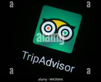 L'icône de l'application TripAdvisor sur l'écran de l'ordinateur Banque D'Images