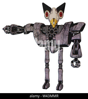 Contenant des éléments automate : bird skull head, led rouge cercle les yeux, robobeak design, le haut de la poitrine lourde, lourde poitrine mech, pied ultra-léger exosuit. Banque D'Images