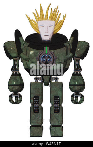 Bot contenant des éléments : masque Visage humanoïde, lourd haut de la poitrine, de l'énergie, des armes à feu à la poitrine exoplate prototype les jambes. Matériau : cuivre corrodé vieux. Situation :. Banque D'Images