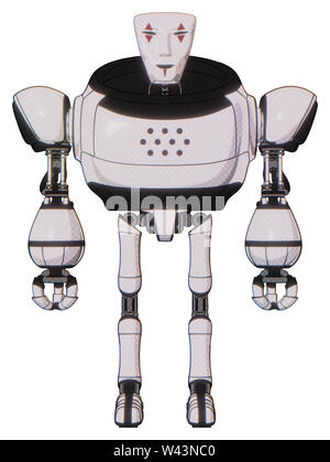 Bot contenant des éléments : masque Visage humanoïde, clown rouge marque, le haut de la poitrine lourde, pied ultra-léger exosuit. Matériau : demi-teinte blanc toon. Situation :... Banque D'Images