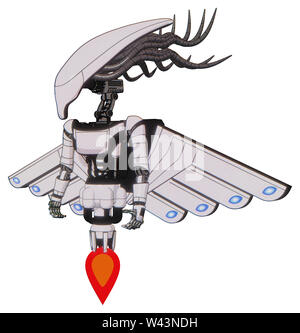 Mech contenant des éléments : skull head allongées, câbles, lumière, exoshielding poitrine poitrine ultra-léger exosuit chérubin, la conception des ailes, Jet Propulsion. Banque D'Images