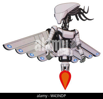 Mech contenant des éléments : skull head allongées, câbles, lumière, exoshielding poitrine poitrine ultra-léger exosuit chérubin, la conception des ailes, Jet Propulsion. Banque D'Images