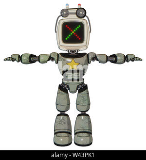 Bot contenant des éléments : ancien moniteur de l'ordinateur, l'affichage de couleur x, ancien ordinateur sur ruban magnétique, la lumière jaune, exoshielding la poitrine, star light leg... Banque D'Images