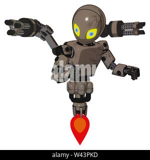 Bot contenant des éléments : gris style Alien head, yeux jaunes avec des élèves, de la lumière bleue, exoplate exoshielding poitrine prototype poitrine, minigun retour ... Banque D'Images