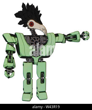 Contenant des éléments automate : bird skull head, led rouge cercle les yeux, plume de corbeau, design haut de la poitrine lourde, lourde poitrine mécanique prototype, exoplate... Banque D'Images