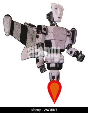 Bot contenant des éléments : masque Visage humanoïde, lumière, exoshielding exoplate prototype poitrine poitrine, stellar jet pack de fusée d'aile, Jet Propulsion. Banque D'Images