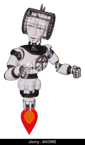 Bot contenant des éléments : masque Visage humanoïde, conception spiralée, lumière, exoshielding poitrine poitrine de manivelle, propulsion. Matériau : demi-teinte blanc... Banque D'Images