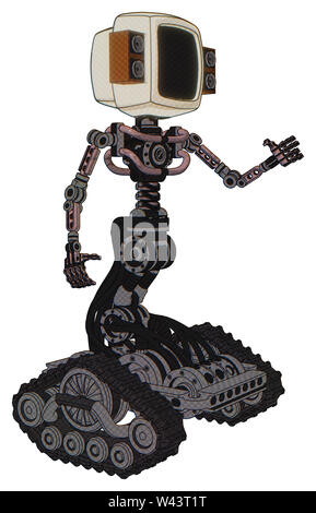 Cyborg contenant des éléments : ancien moniteur de l'ordinateur, les haut-parleurs ancienne rétro éclairage, exoshielding la poitrine, pas de poitrine, les voies du réservoir. Matériel : un gris... Banque D'Images