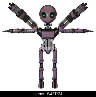 Bot contenant des éléments : gris style Alien head, vert clair, yeux en médaillon, exoshielding poitrine poitrine ultra-léger exosuit, minigun retour assemblée générale,... Banque D'Images