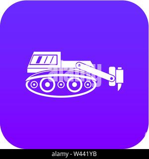 Avec l'icône du marteau hydraulique excavatrice violet numérique Illustration de Vecteur