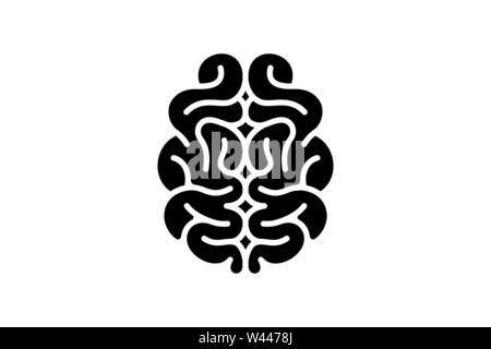 L'intelligence du cerveau l'esprit signe. Organe du système nerveux central icône noire. Vector illustration symbole Illustration de Vecteur