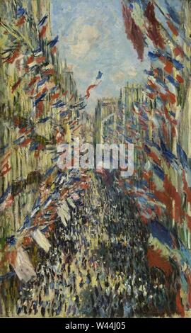 Claude Monet - la Rue Montorgueil à Paris. Célébration du 30 juin 1878 - Banque D'Images