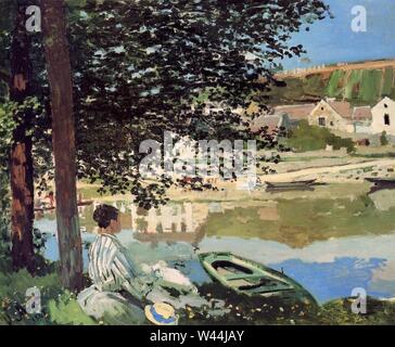 Claude Monet à Bennecourt, scène de la rivière Seine (2). Banque D'Images